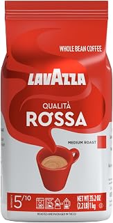 Lavazza Qualità Rossa Whole Bean Coffee - Medium Roast Arabica Robusta Blend, Chocolate Notes, 2.2 lb Bag