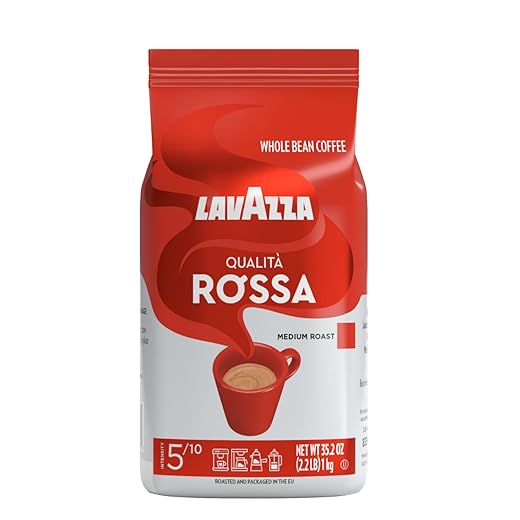 Lavazza Qualita Rossa, Italian Coffee Beans Expresso, 2.2lb ,Authentic Italian, Blended and roasted in Italy, gluten_free, Chocolaty flavor, Full body, intense aromas