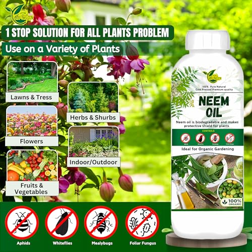 Image of Gauranga 100% Pure Organic Cold Pressed Water Soluble Neem Oil Concentrate 5 Liter | Natural Insect Pest Control & Fungicide for Plants Garden Agriculture | Easy Mix Spray for Indoor Outdoor Plants