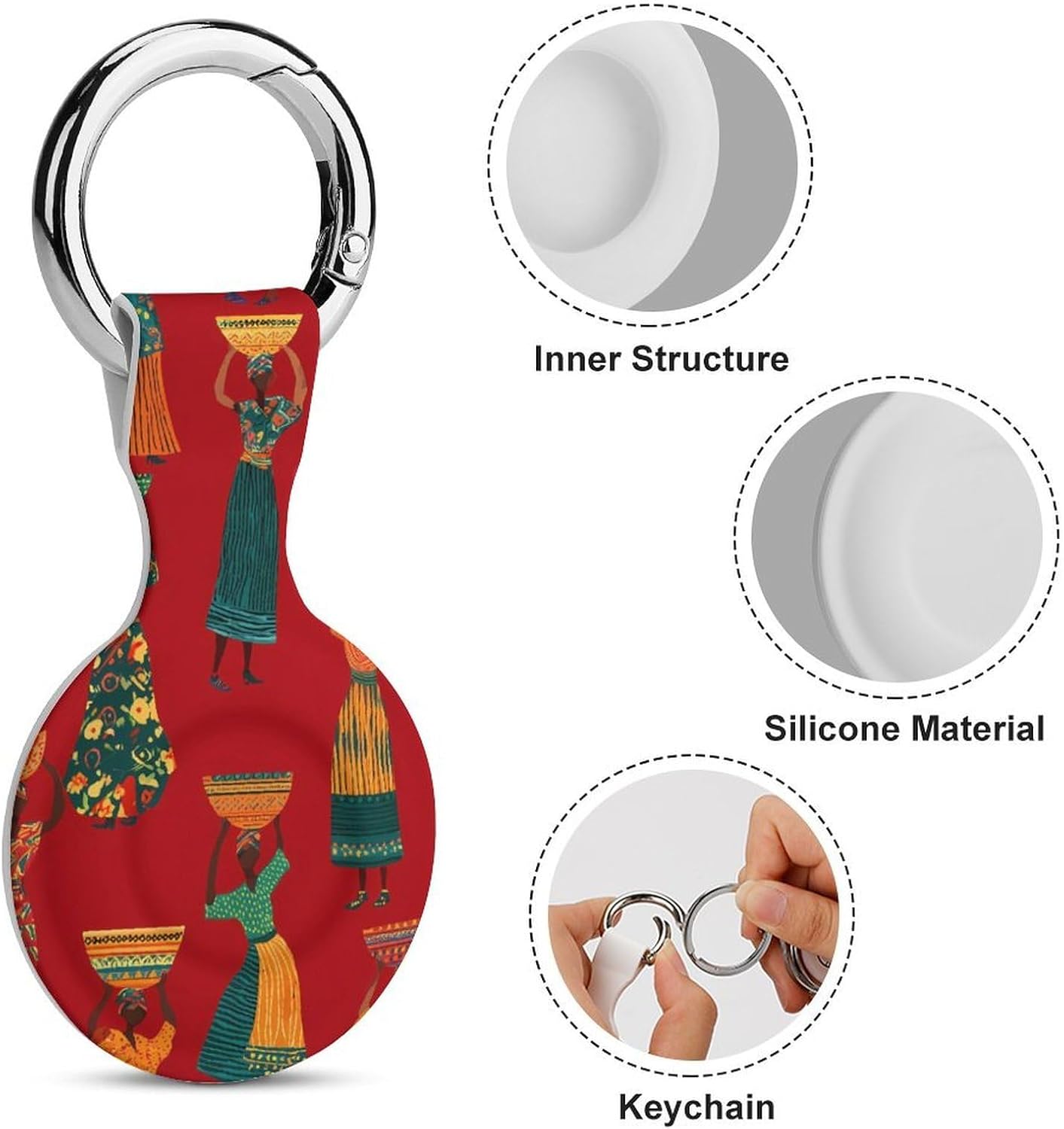 African Tradition Women Dance Case Compatible with AirTag Holder Cover with Keychain Ring for Bags Luggages