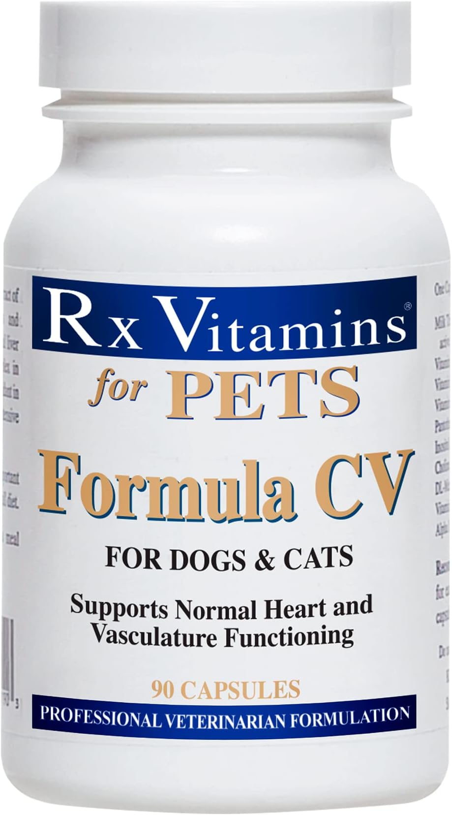 Rx Vitamins Formula CV for Dogs & Cats - Cat and Dog Heart Health - Feline & Canine Cardiac Support - 90 ct