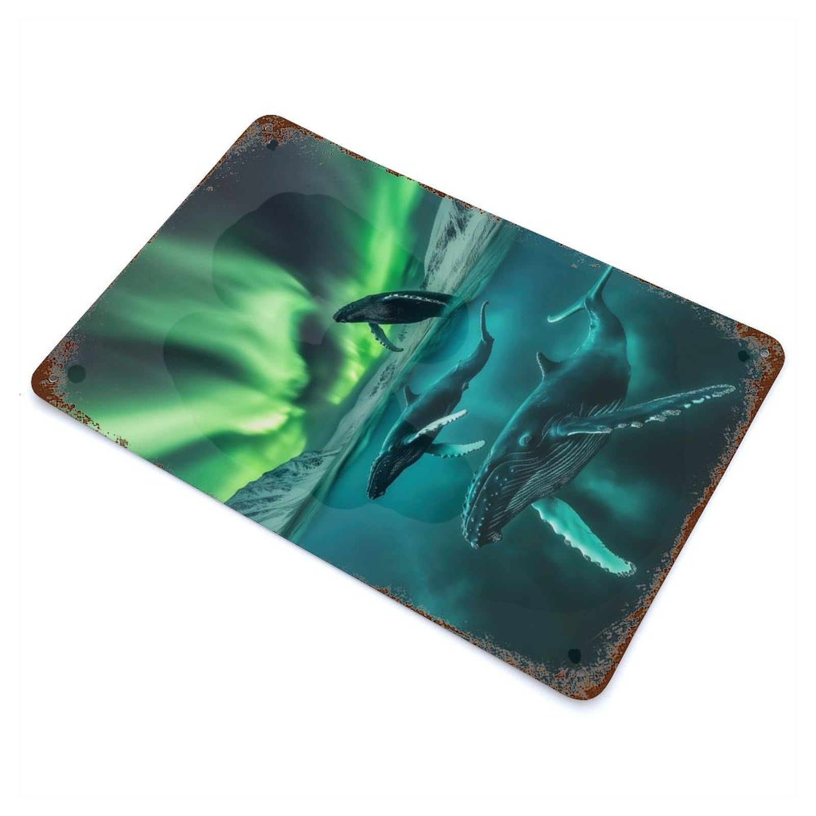 Retro Metal Sign Humpback Whales Northern 11.8"x7.9", Retro Wall Decor for Living Room, Hallway And Home Decor