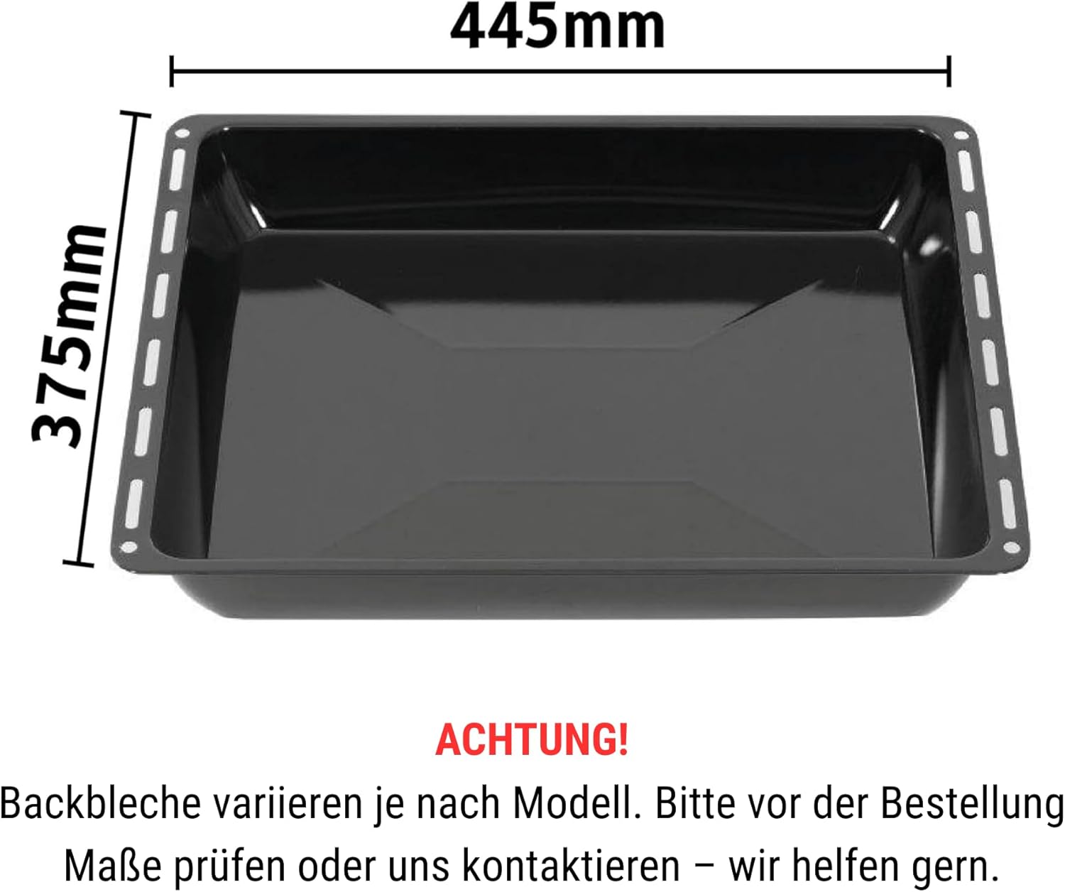 Baking Tray 445 x 375 x 50 mm, Extra Depth 5 cm, Suitable for Whirlpool, Ignis, Bauknecht, Indesit, Enamelled Grease Pan for Oven, Scratch-Resistant