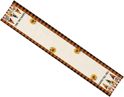 Miniatura 2 de Camino de mesa de cosecha de Acción de Gracias 72 pulgadas de largo x 13 pulgadas de largo lino de arpillera vacaciones otoño calabaza feliz otoño
