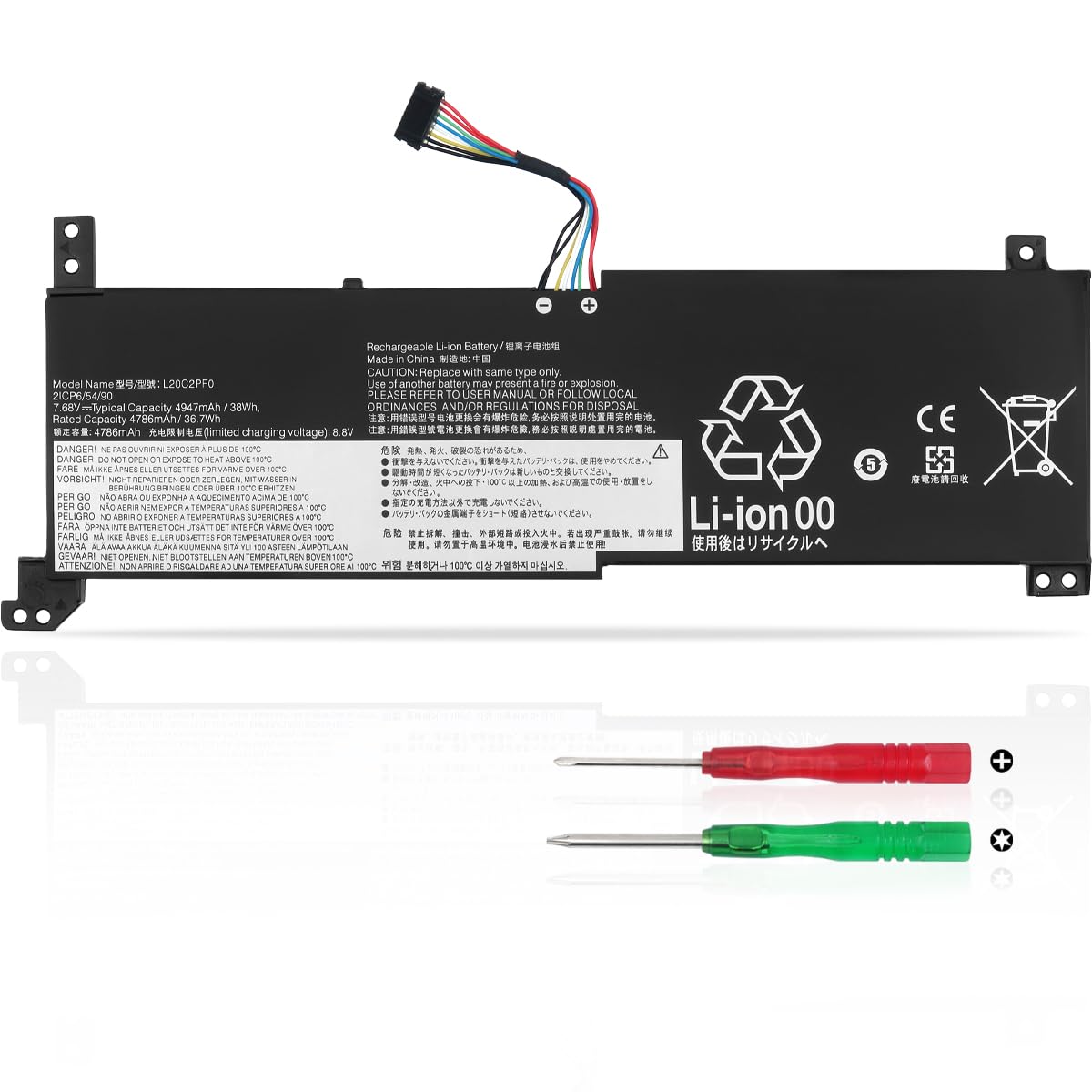38Wh L20M2PF0 L20C2PF0 L20L2PF0 Batteria per Lenovo IdeaPad 3-14ADA6 3-14ALC6 3-14ITL6 3-15ALC6 3-15ITL6 3-17ADA6 3-17ITL6 / S14 V14 V15 V17 G2-ITL G3-IAP / K14 Series L20L3PF0 L20B2PF0