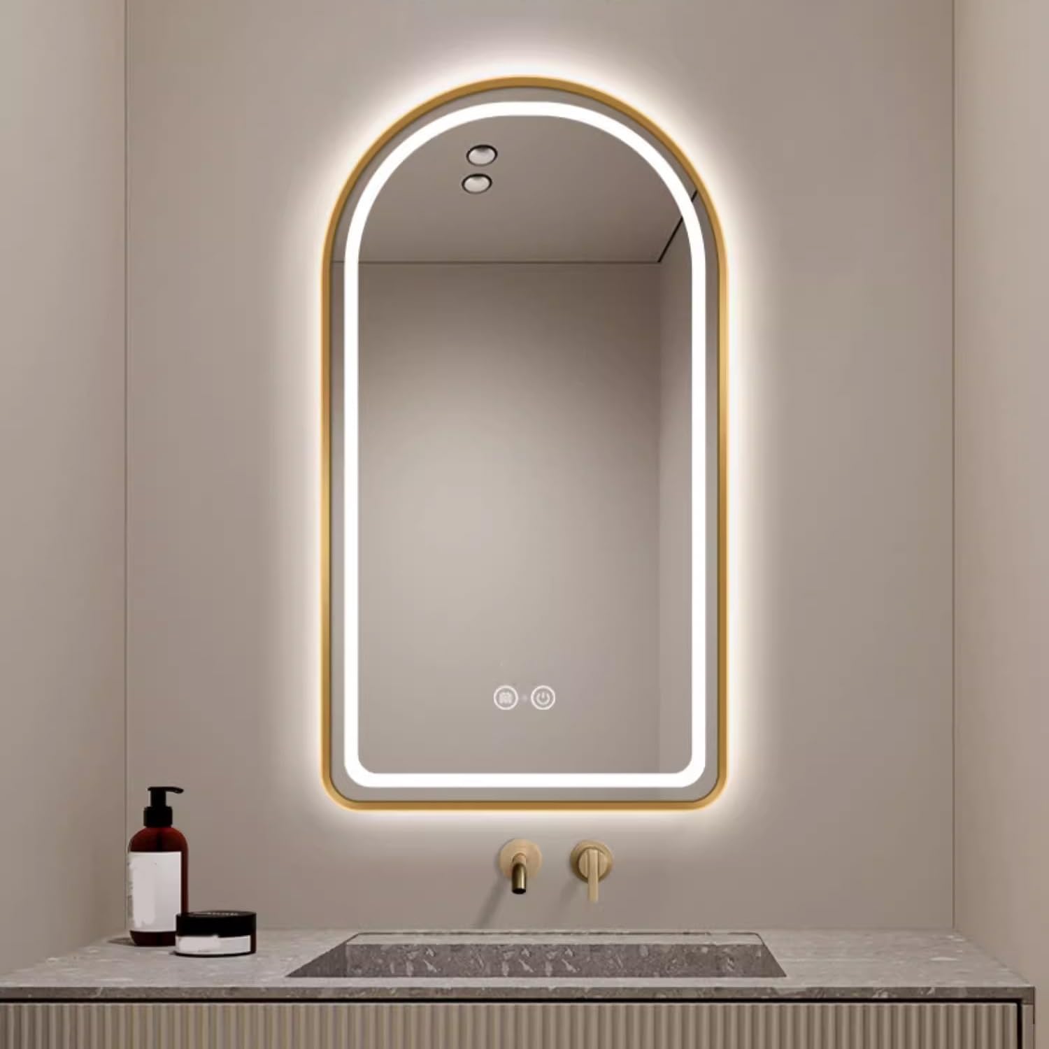 FGXHHS Arched LED with Dimmable Anti-Fog Lighting, Touch Control for Vanity Decor
