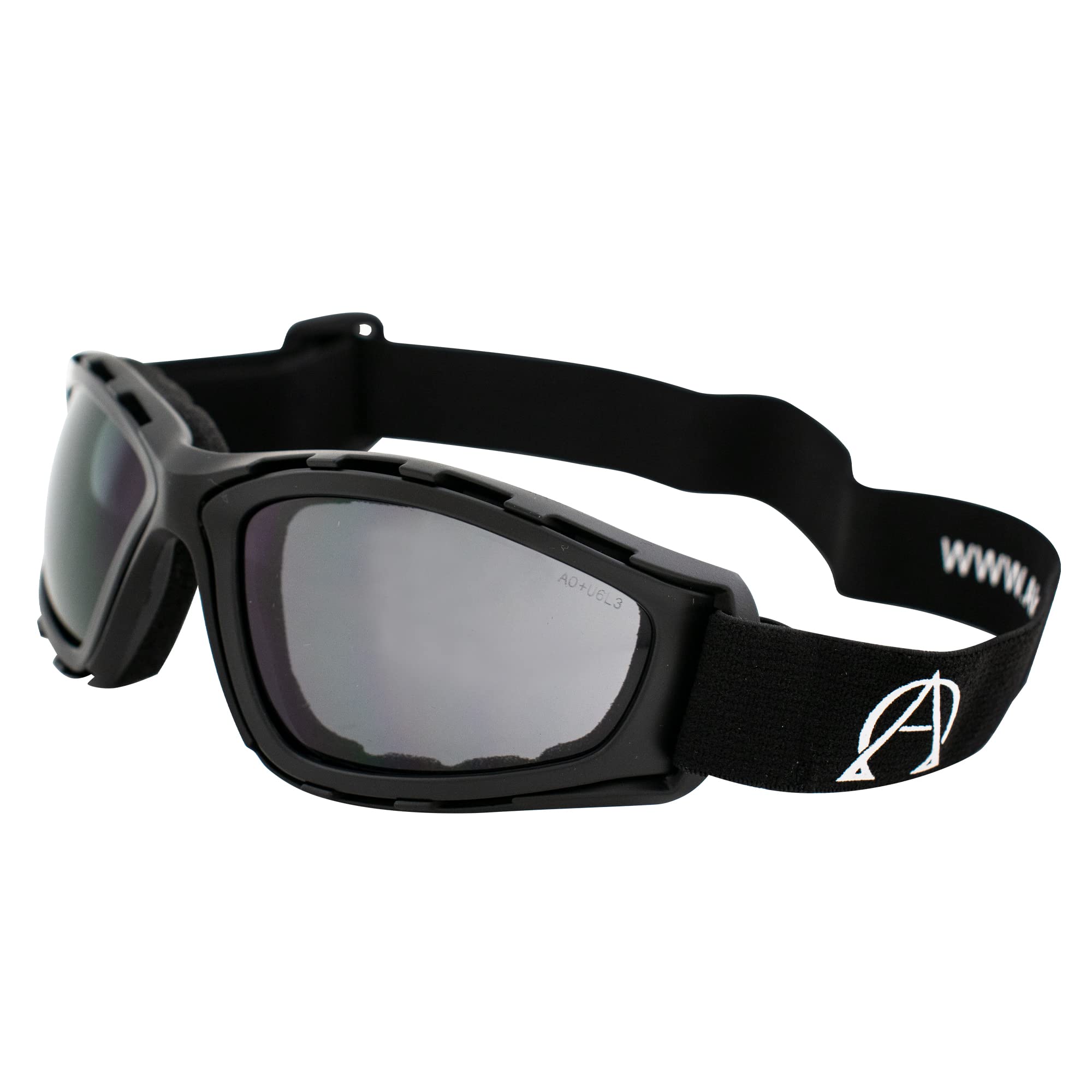 Alpha Omega Sport & Moto Occhiali di Sicurezza Equitazione Z87.1 Wraparound Imbottito Nero Telaio w/Smoke Lens