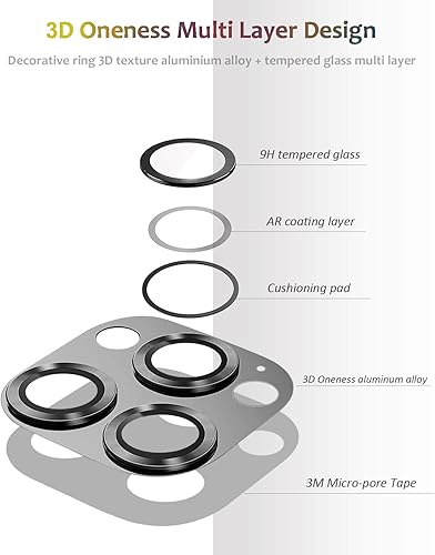 Miniatura 2 de Protector de lente de cámara con purpurina compatible con iPhone 14 Pro Max y iPhone 14 Pro Metal Plus cubierta de cámara de vidrio templado