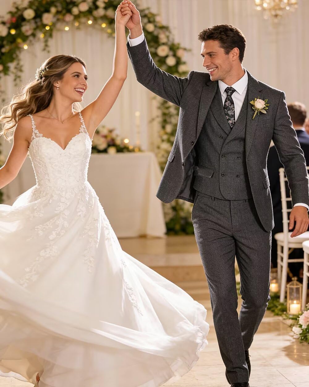 Tweed Mens Suit 3 Piece Slim Fit Herringbone Suit for Men Wool Blend Blazer Double Breasted Vest Pants Tuxedo Set - Image 6