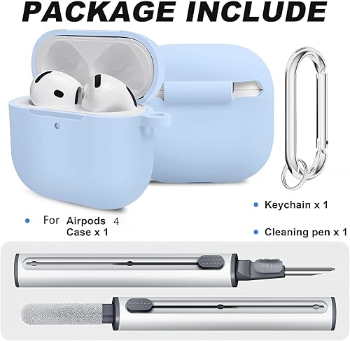 Miniatura 2 de for Airpods 4th Case Cover, Come with Cleaner Kit,Soft Skin Silicone Case Cover with Keychain, Full Protective Case for Men and Women, Compatible