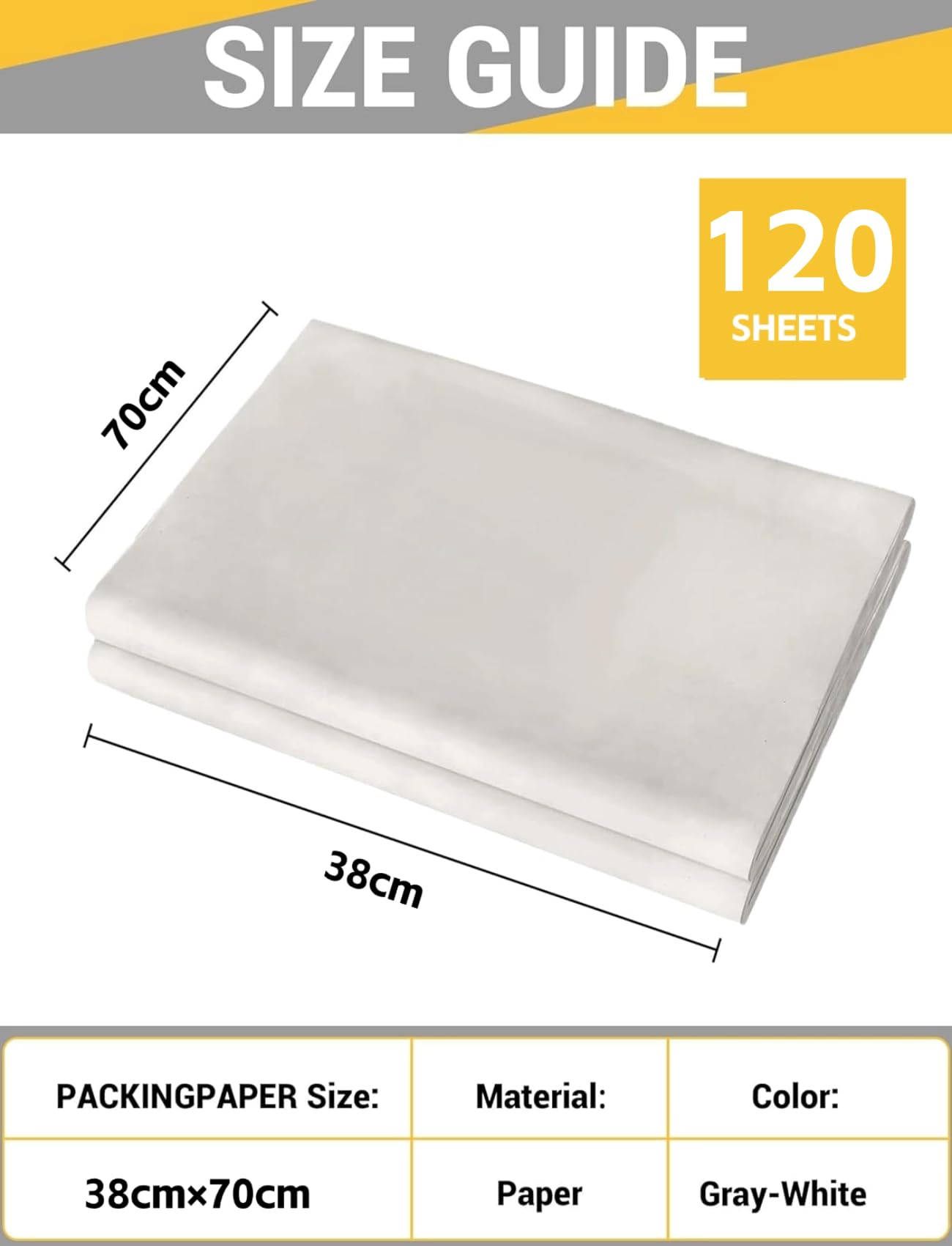 Papel de embalaje, 120 hojas, 70 x 38 cm, papel de periódico, papel de envoltura para vajilla, 60 g/m², papel de seda, material de embalaje para mudanzas, manualidades, papel de embalaje para
