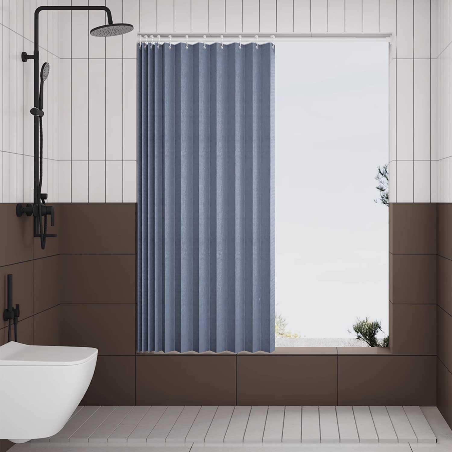 Bathroom Curtains Accordion Door Curtain Pleated Door Curtain Folding Door Curtain Waterproofing Blackout Curtains for Bedroom for Doorways Privacy Living Room(Blue,120x200cm(47x79in))