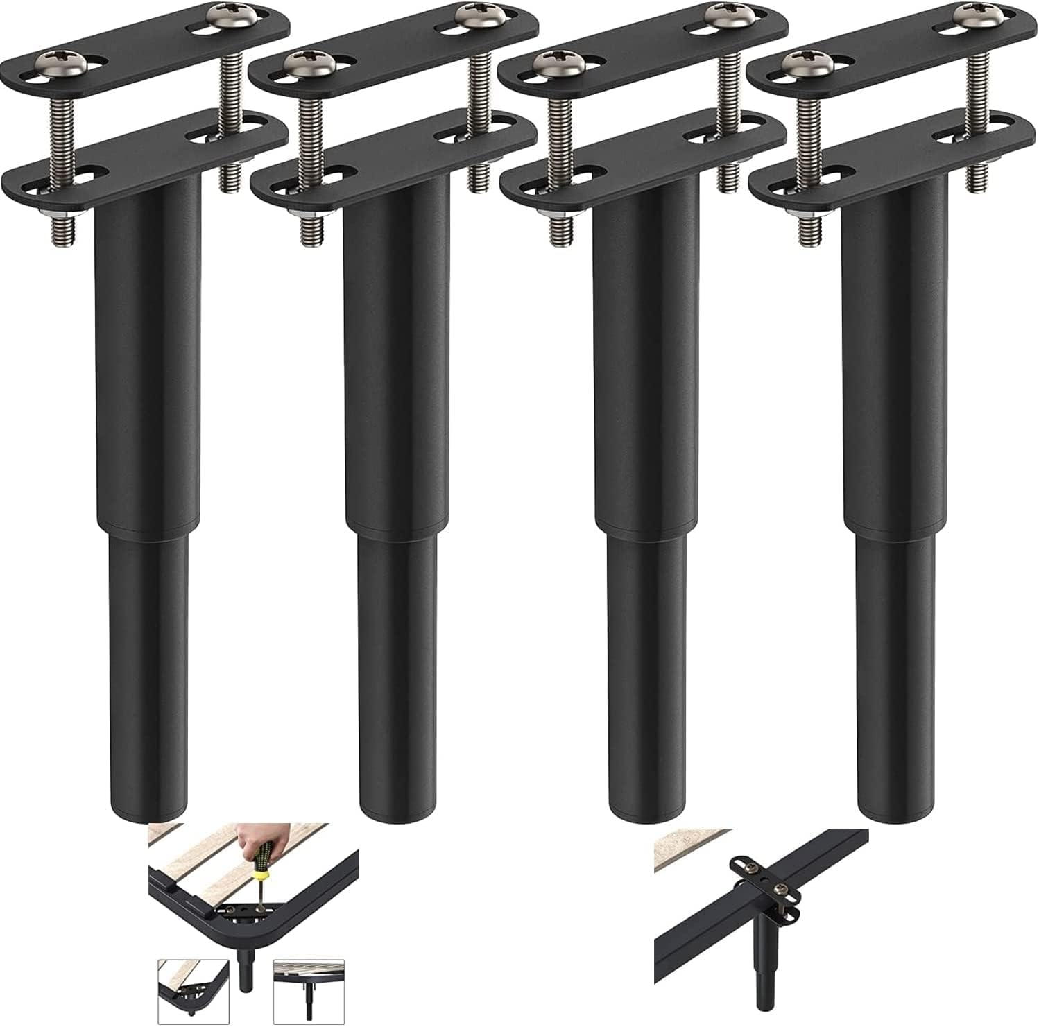 Adjustable Bed Legs, 4Pcs Retractable 1833Cm Metal Feet Furniture