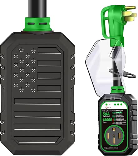 18000J 50Amp RV Surge Protector 50 Amp Flag Design -