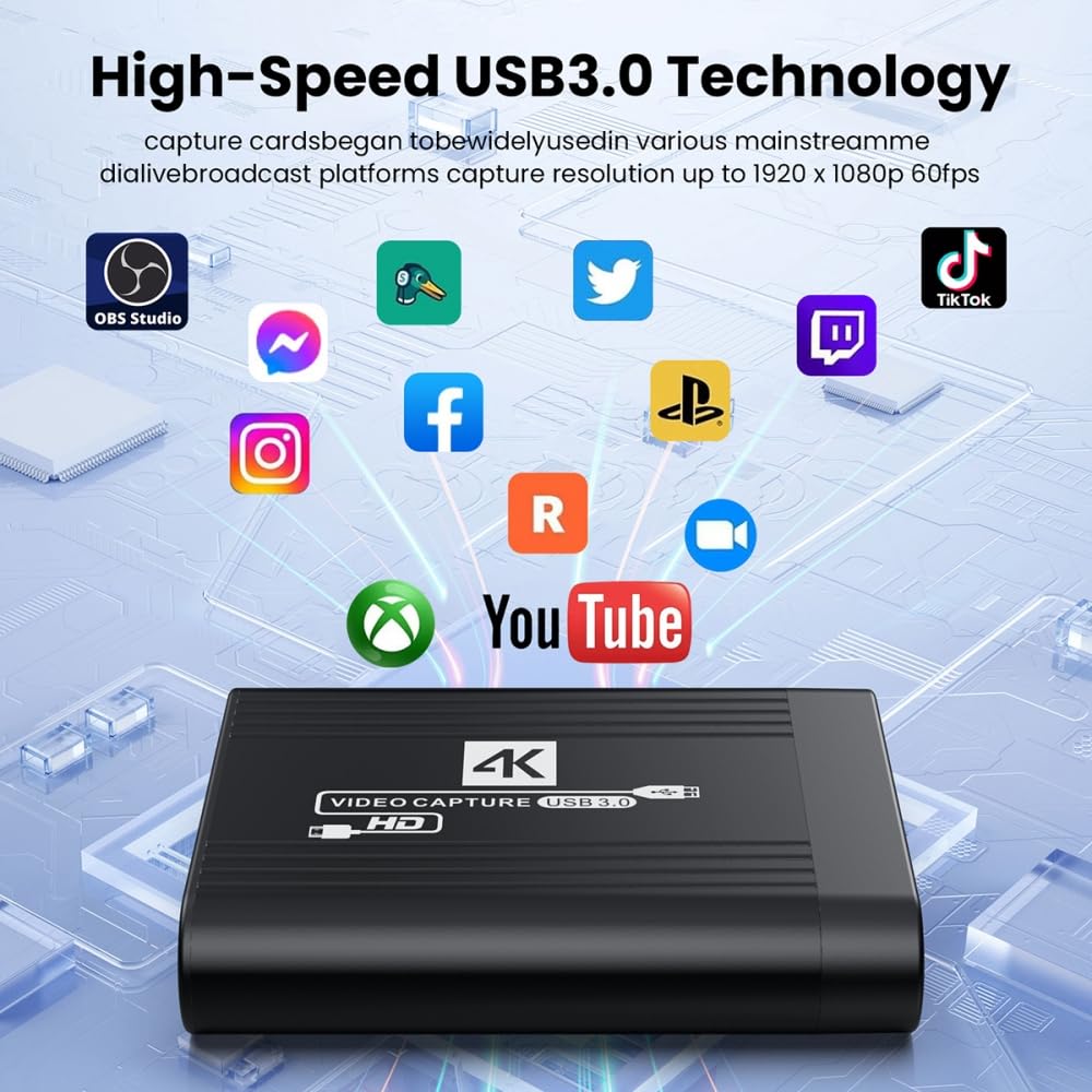 CY Scheda di acquisizione HDMI Video 4K Streaming live Dati USB per telecamera Gioco Set-Top Box Registrazione Computer DVD