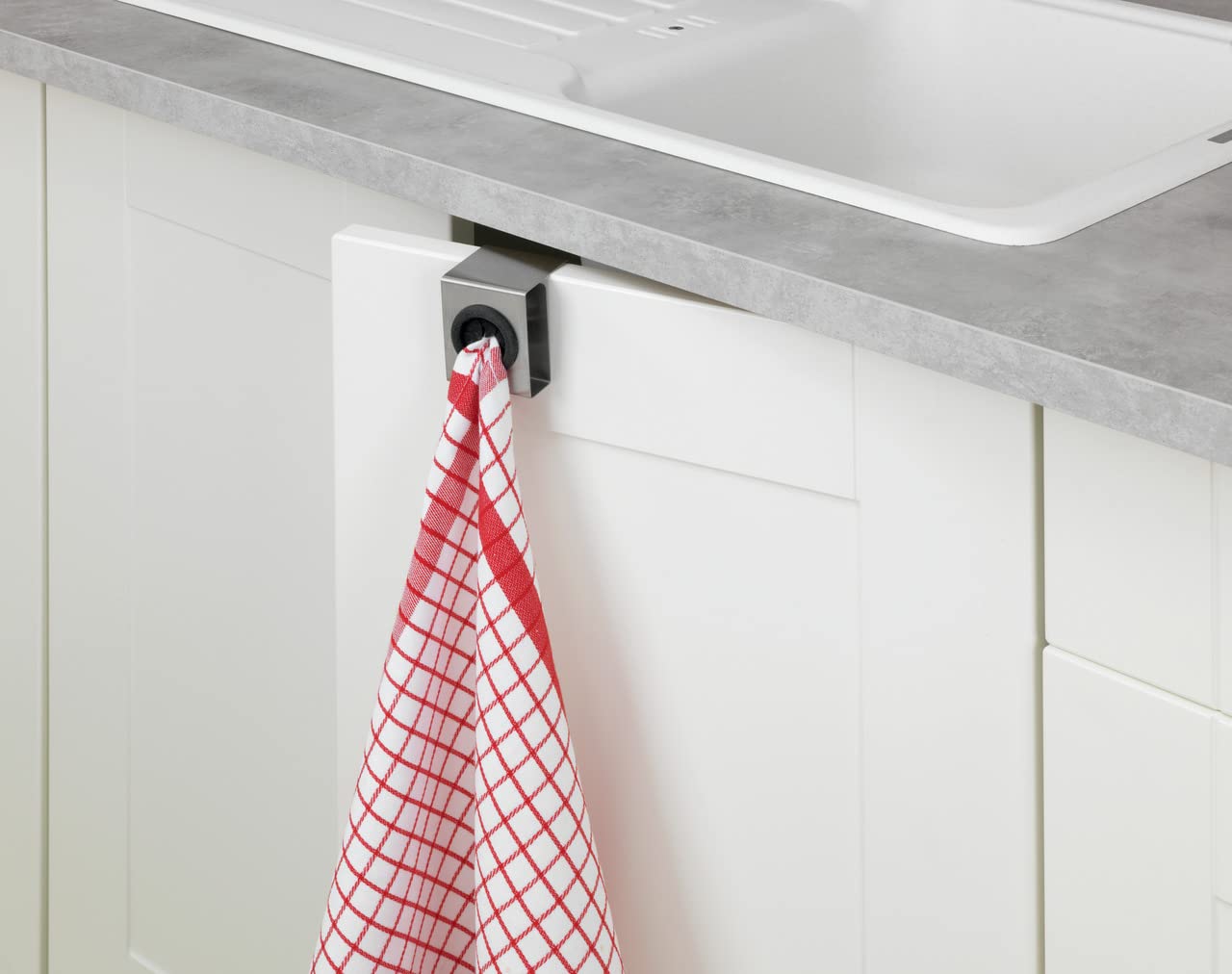 WENKO Gancio sopraanta Push inox satinato, Acciaio inossidabile, 5 x 6 x 4 cm