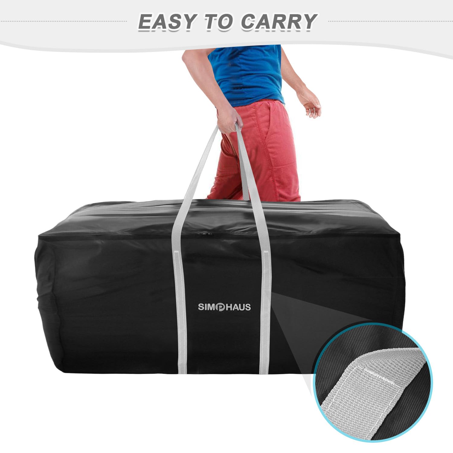 Bolsa Almacenamiento Grande para Cojines de Exterior Con Asas, Árbol de Navidad, Impermeable, Anti-UV, Tela Oxford 420D, Cremallera, 125x80x60cm