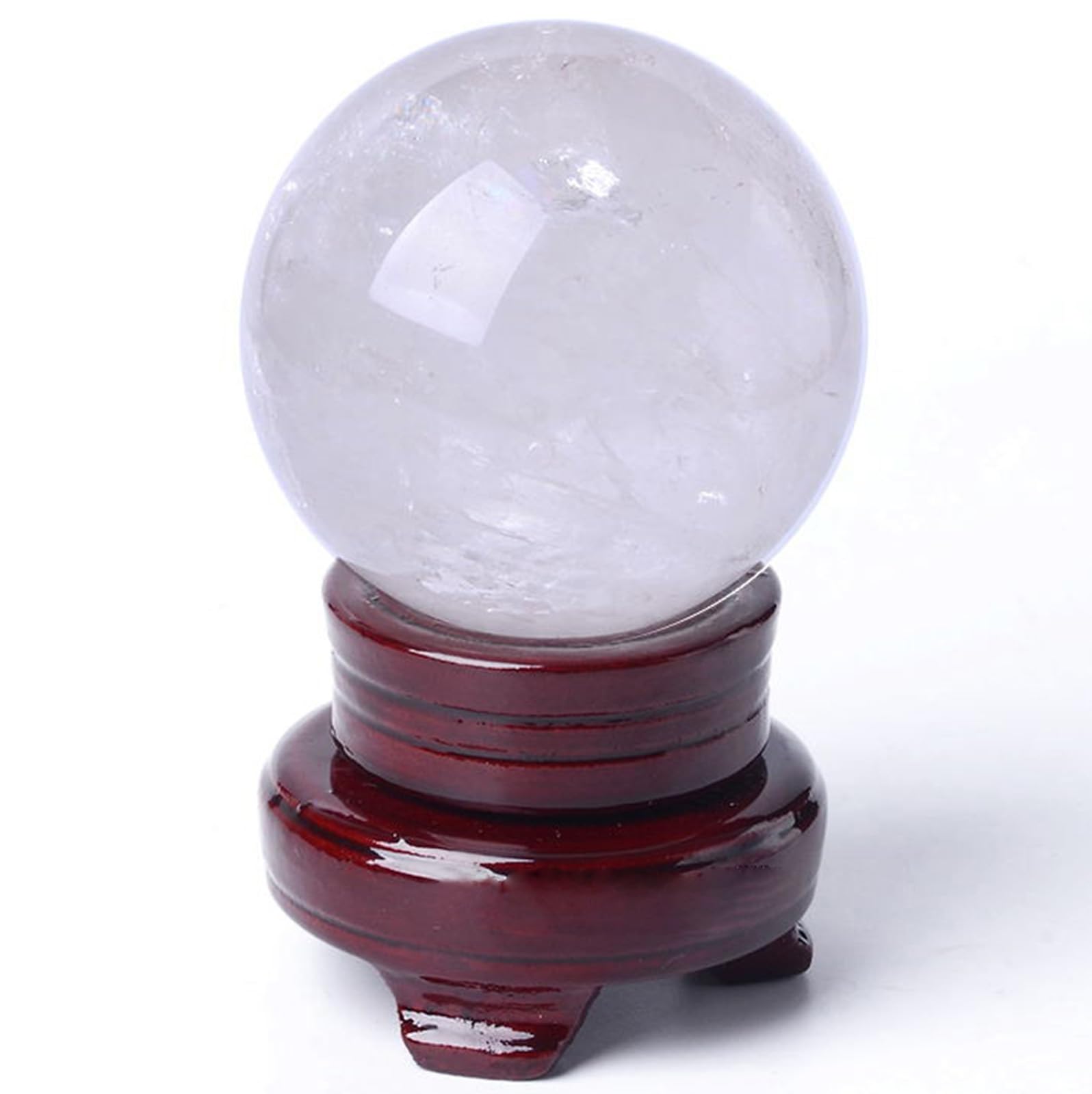 DPURPIWADY Quartz Stone with Stand,Clear Crystal Ball Sphere for Decoration,White Round Gemstone for Magic/Photography/FengShui/Witchy Gifts,60mm/2.4in