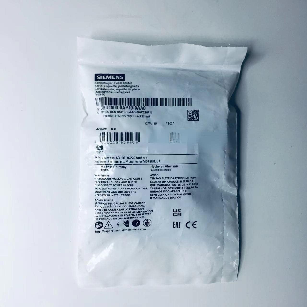 10PCS 3SU1900-0AP10-0AA0 Signage Support 22mm Frame with angular black