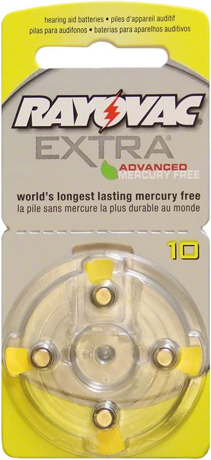 Rayovac Extra Advanced Mercury Free Hearing Aid Batteries Size 10 + Keychain (40 Batteries)