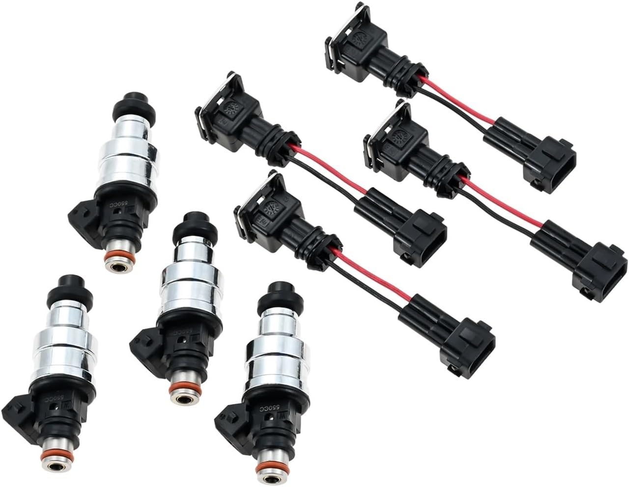 4Pcs 550cc Fuel Injectors with Wiring Harness Kit Compatible With OBD1 OBD2 B16 B18 B20 D15 D16 D18 H22 Refit Injector Replacement