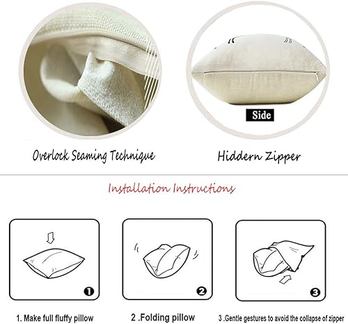 Miniatura 2 de Fundas de almohada vintage rústicas estilo tablero, algodón y lino, estilo retro, nido de pájaro, tomillo, abeja, floral, 18 x 18 pulgadas, funda de