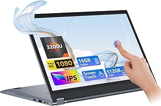 Gaming Laptop,15.6 Inch 2 in 1 Laptop,16 GB DDR4 512GB SSD,R3-3200U Processor(up to 3.50GHz),1920 * 1080 Touch Display,Wifi5,BT 5.1,HDMI*1,Type C,Supports 360° Folding,Backlit Keyboard,portable gamer