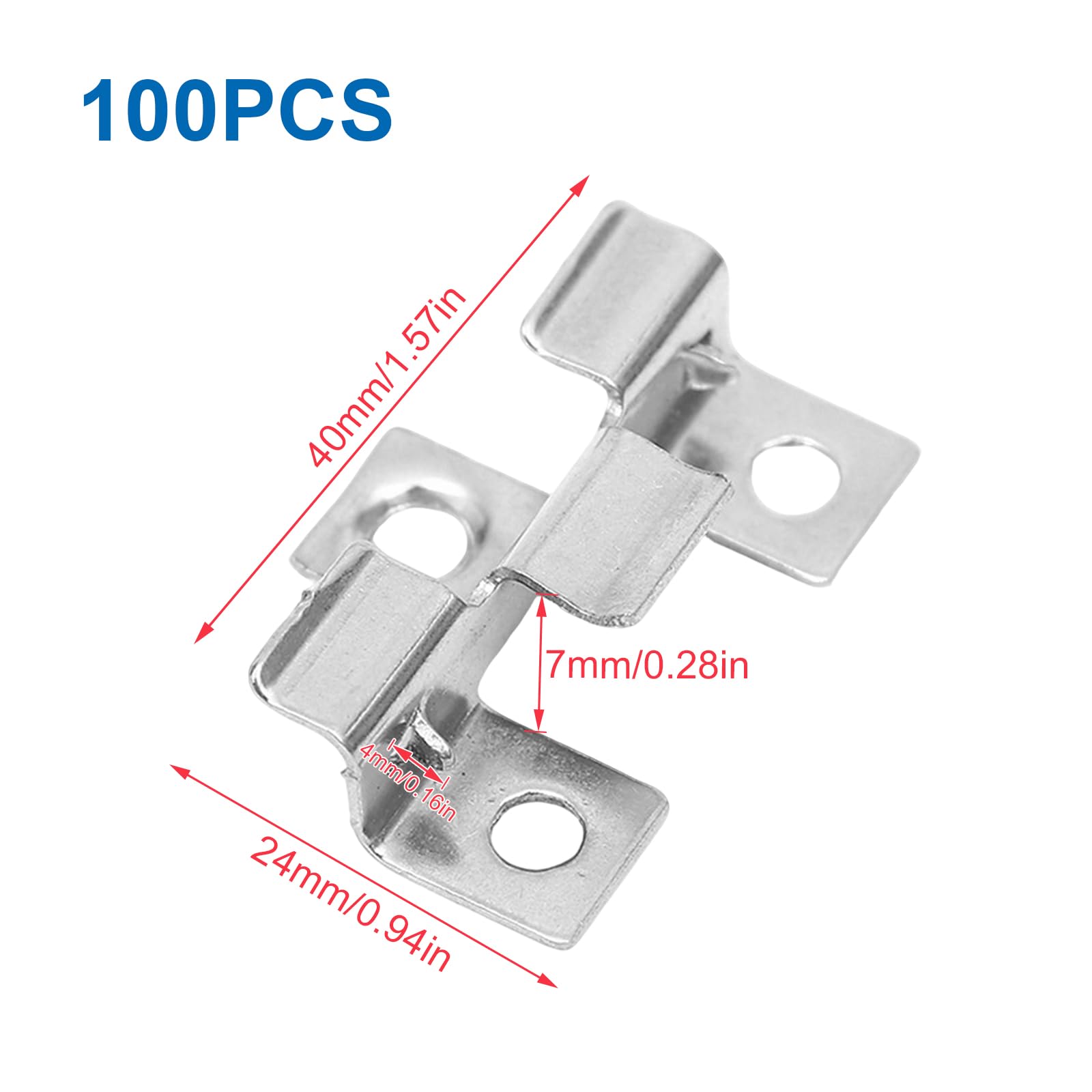 100 clip per terrazze in acciaio inox, a forma di U, clip di fissaggio con ardiglione, per assi in WPC da esterni, per pavimenti in legno di bambù, giunti di dilatazione da 4 mm (argento, 7 mm)
