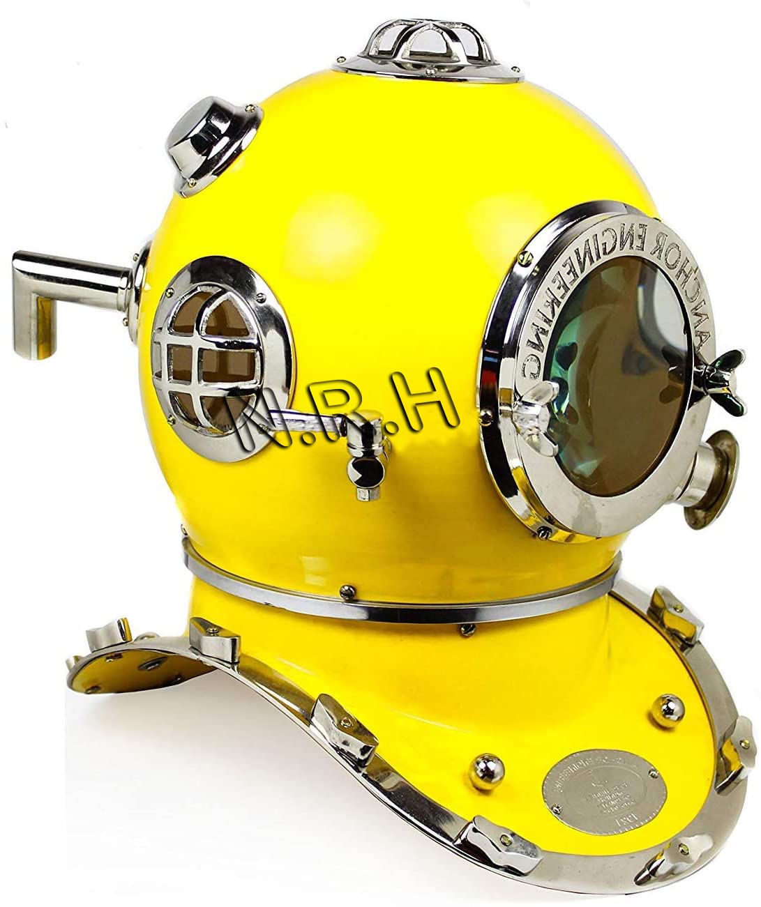 Casco de Buceo | Casco Decorativo de Barco marítimo Níquel Amarillo Color Anclaje Ingeniería Casco de Buceo 18 Pulgadas