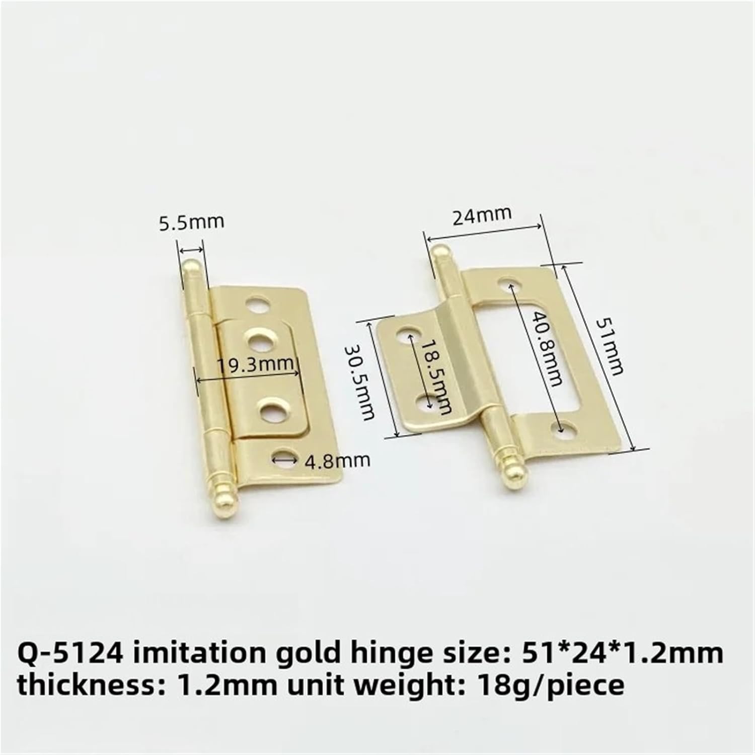 1pc Gold Door Hinge 2 Inch Crown Top Hinge No Slotting No Drilling Fake Gold Mother-and-Child Hinge Iron Material