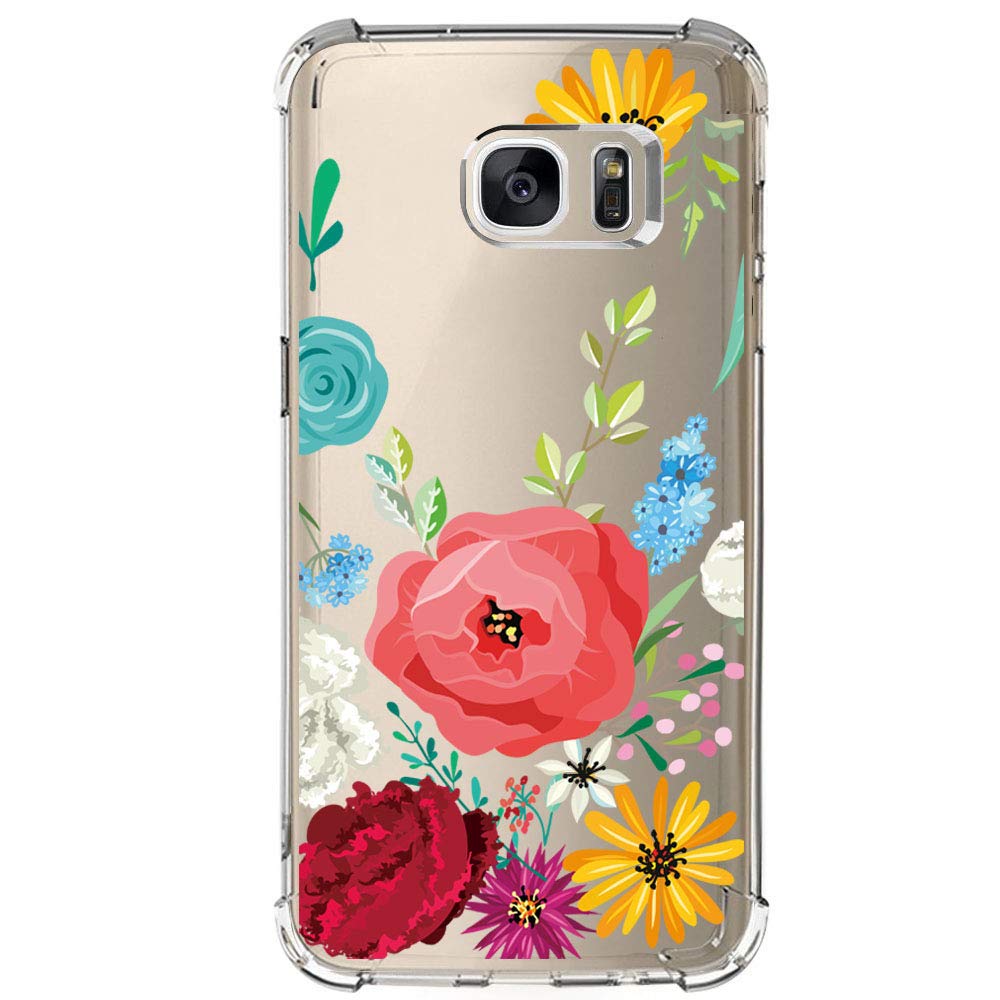 Samsung Galaxy S7 Case with Flowers, IESSVI Girl Floral Pattern Clear TPU Soft Slim Phone case for Samsung Galaxy S7 (12)