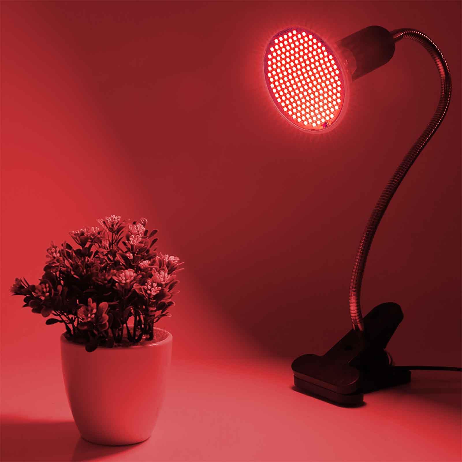 660nm Rotlichtlampe für Gesicht, 360° Schwanenhals Tiefrotelampe Wärmelampe Einstellbarer Winkel, mit Klemme, 200 LEDs Rotlicht für Gesicht Muskel Rücken