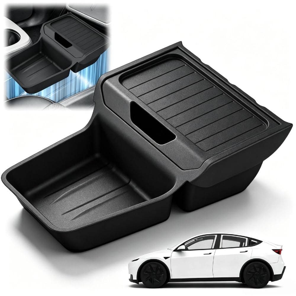 QUNZIDRESS Lower Center Console for Tesla Model Y Juniper Standard Version 2026 2025 Lower Storage Organizer Accessories Interior Storage Insert Tray TPE Black