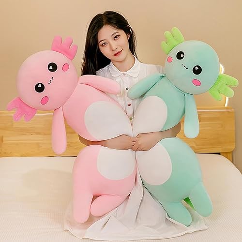 Miniatura 2 de Somao Almohada larga de felpa de ajolotl, lindo animal de peluche de ajolote, juguete de peluche suave para niñas y niños (39.3 pulgadas, verde)