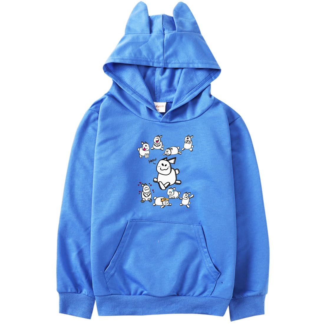 Hzsyc Boys Blue Kids Funny Cute Rabbit Gubby Hoodie Forsaken Gubby Cat's Ear Shaped Sweatshirt (,11-12Years)