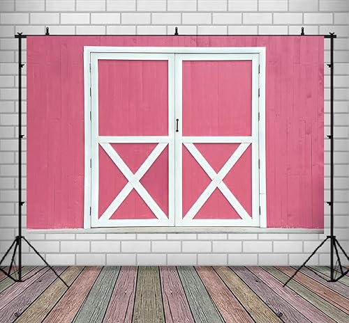 Lofaris Fondo de madera de granero rosa para fiesta de cumpleaños, vintage, primavera occidental, fondo de granja, vaquera, feliz cumpleaños, baby