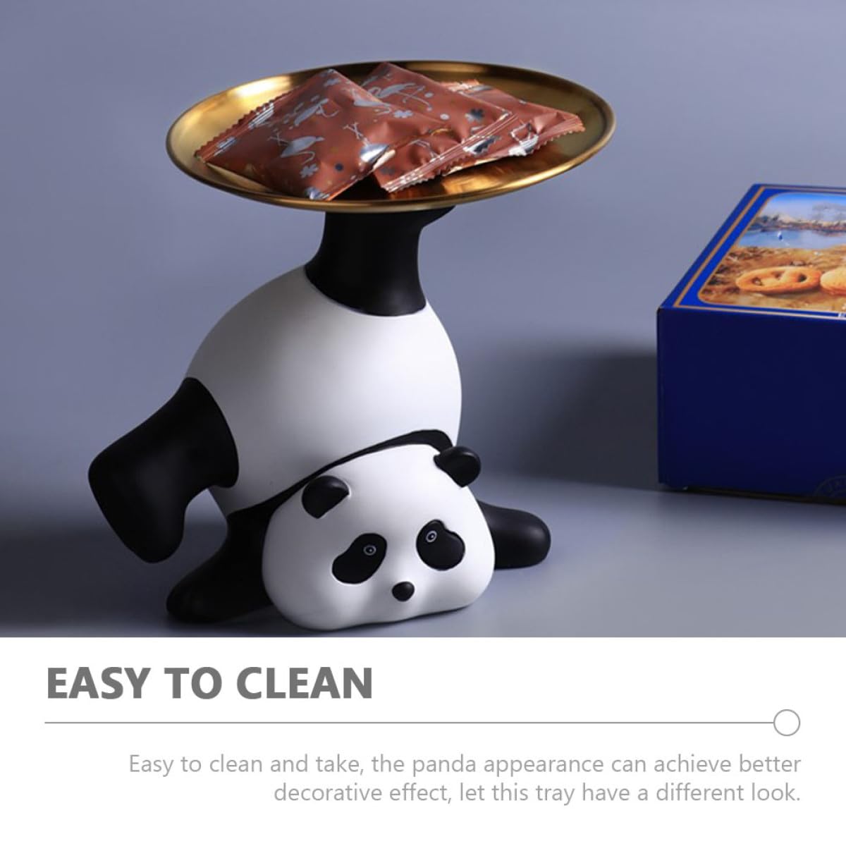Vassoio Acciaio in Facile e da Pulire Multifunzione Inossidabile a Porta Chiavi Resina Decorazione Unica Forma di Panda Ingresso Casa per Arredamento Casa Nuova