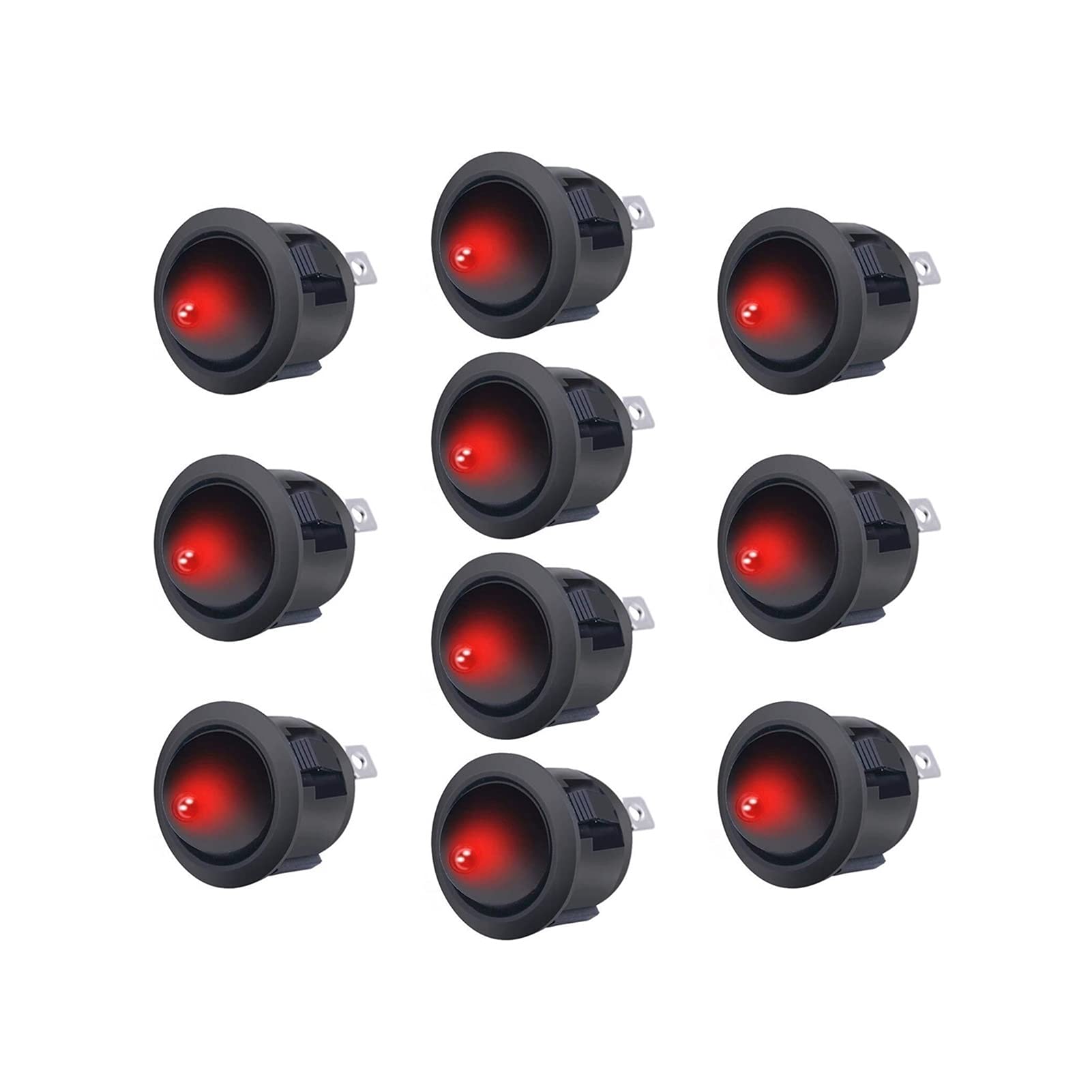 Interrupteur à bascule SPST avec témoin lumineux rouge 12V pour circuits AC