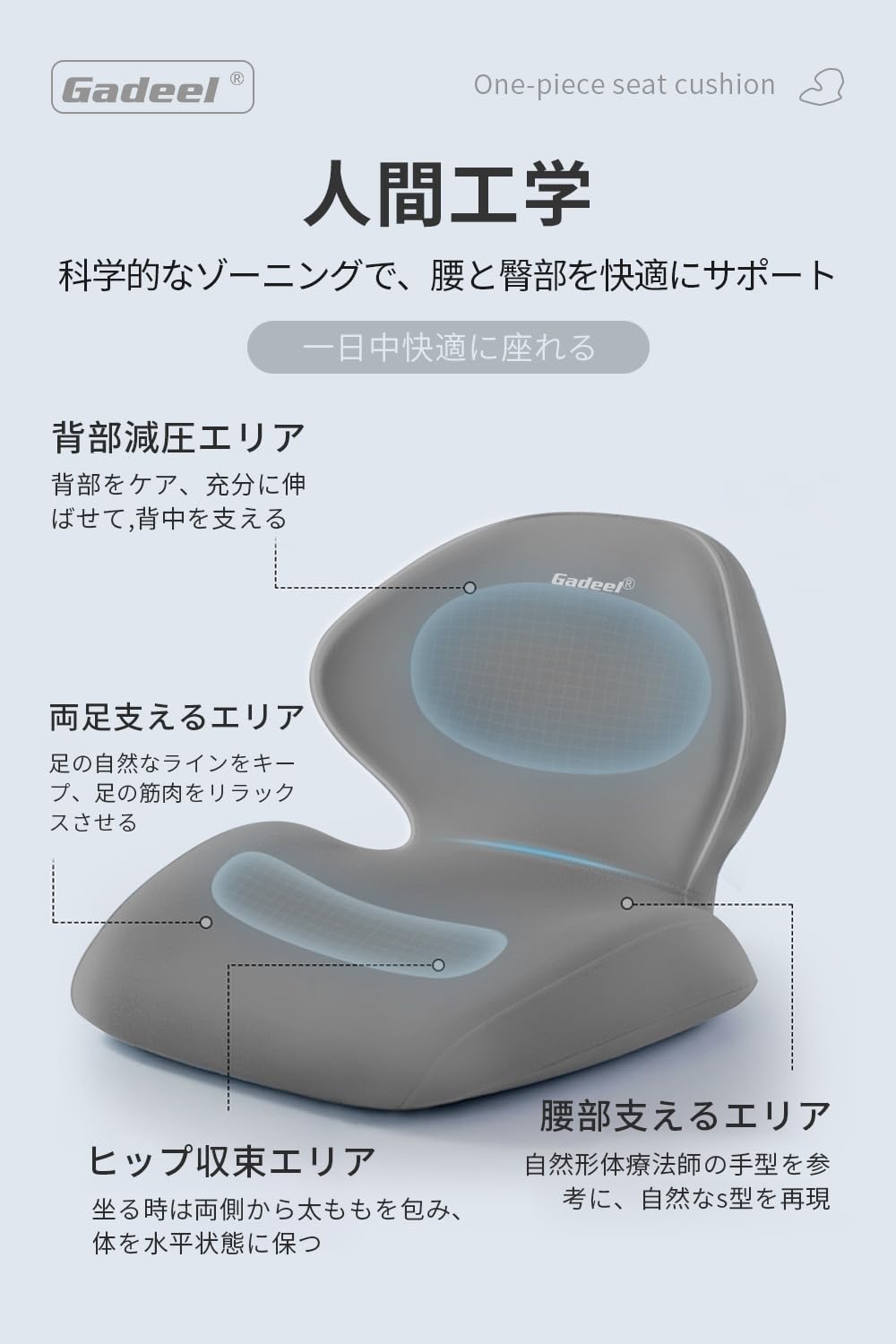 Amazon.co.jp: Gadeel 低反発 腰クッション 座布団 一体型 ランバー