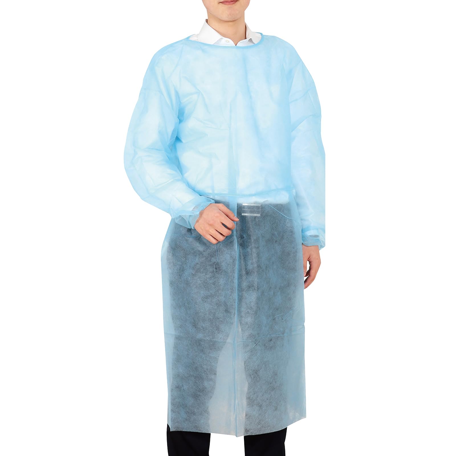 Artec 51640 Non-Woven Gown, Blue, 10 Pieces, Loose, One Size, Stain Resistant, Waterproof, Oil-proof, Adjustable Neck and Waist Sizes, Disposable