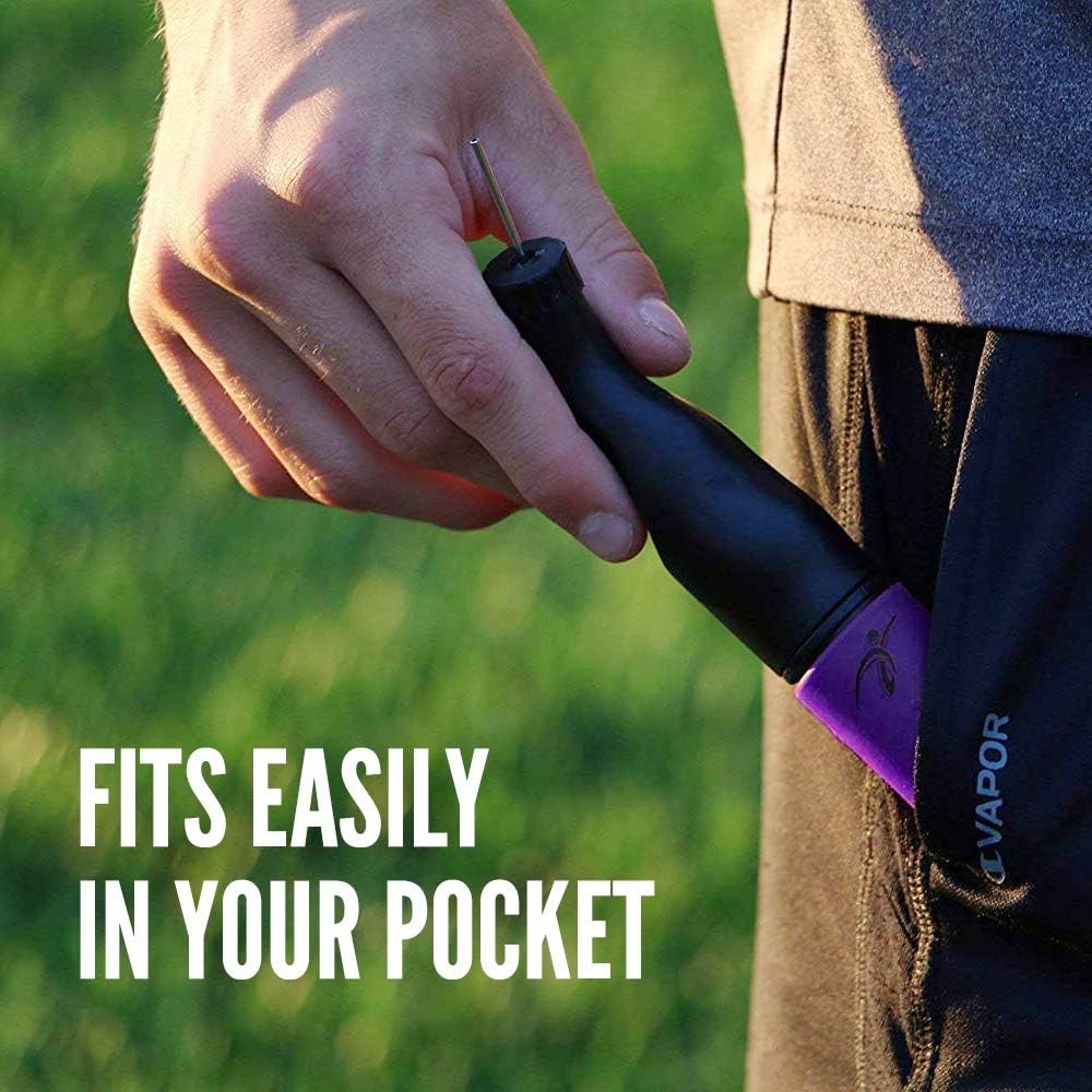 Fitness Factor Ball Pump Inflator, Push & Pull Inflation System. for Basketball, Volleyball, Soccer and Football. Include 3 Premium Needles with Needles Cover