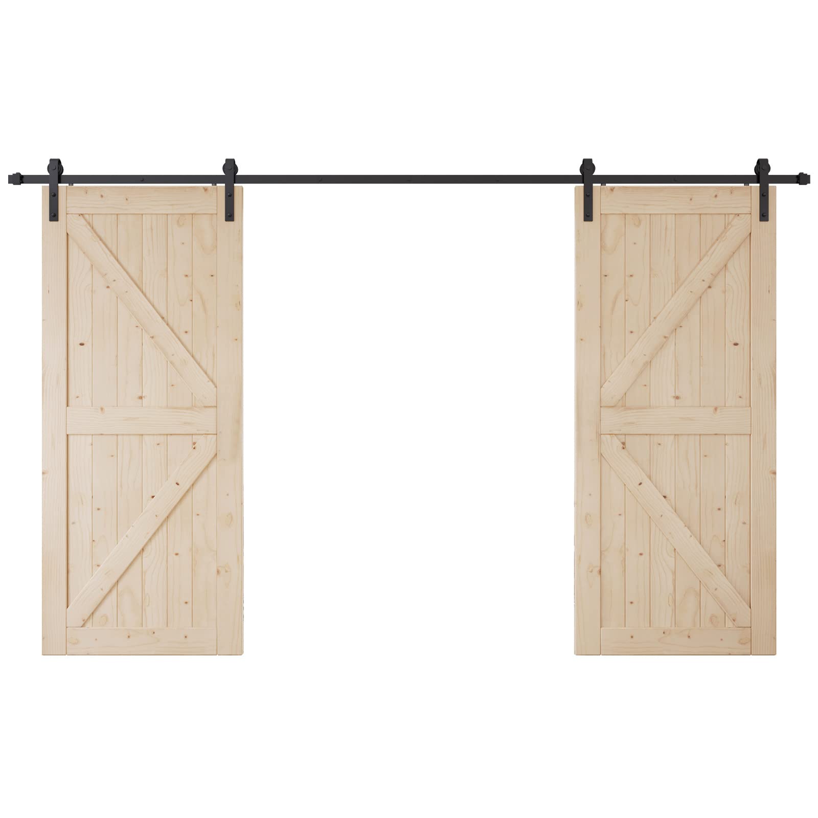 Photo 1 of **PREVIOUSLY OWNED** EaseLife 72in x 84in (Double 36in x 84in Door) Barn Door + 12 FT Double Door Sliding Track Kit