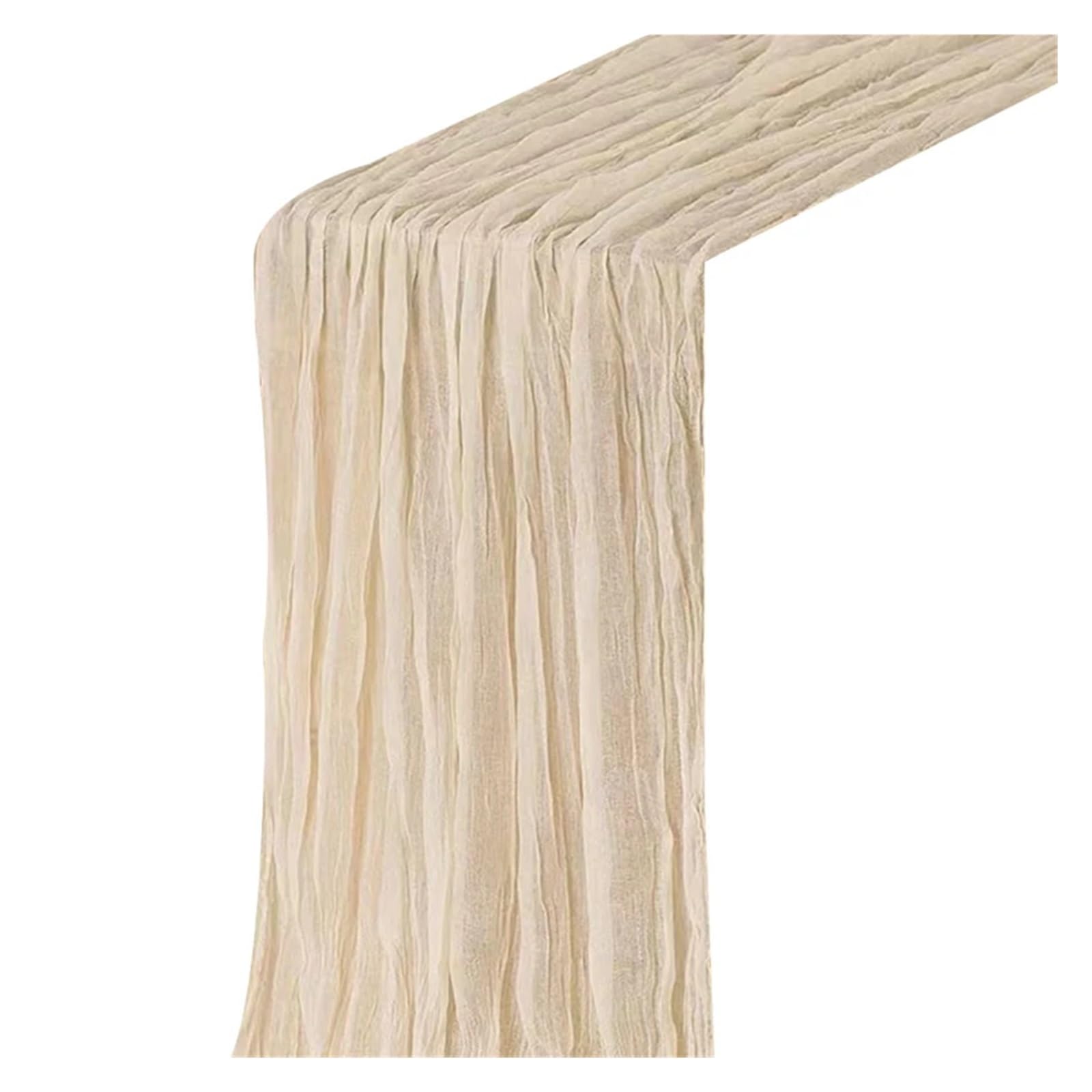 Chiffon Table Runner 4Pcs Table Gauze Cheese Cloth Runner Rustic Sheer Runne(Beige)