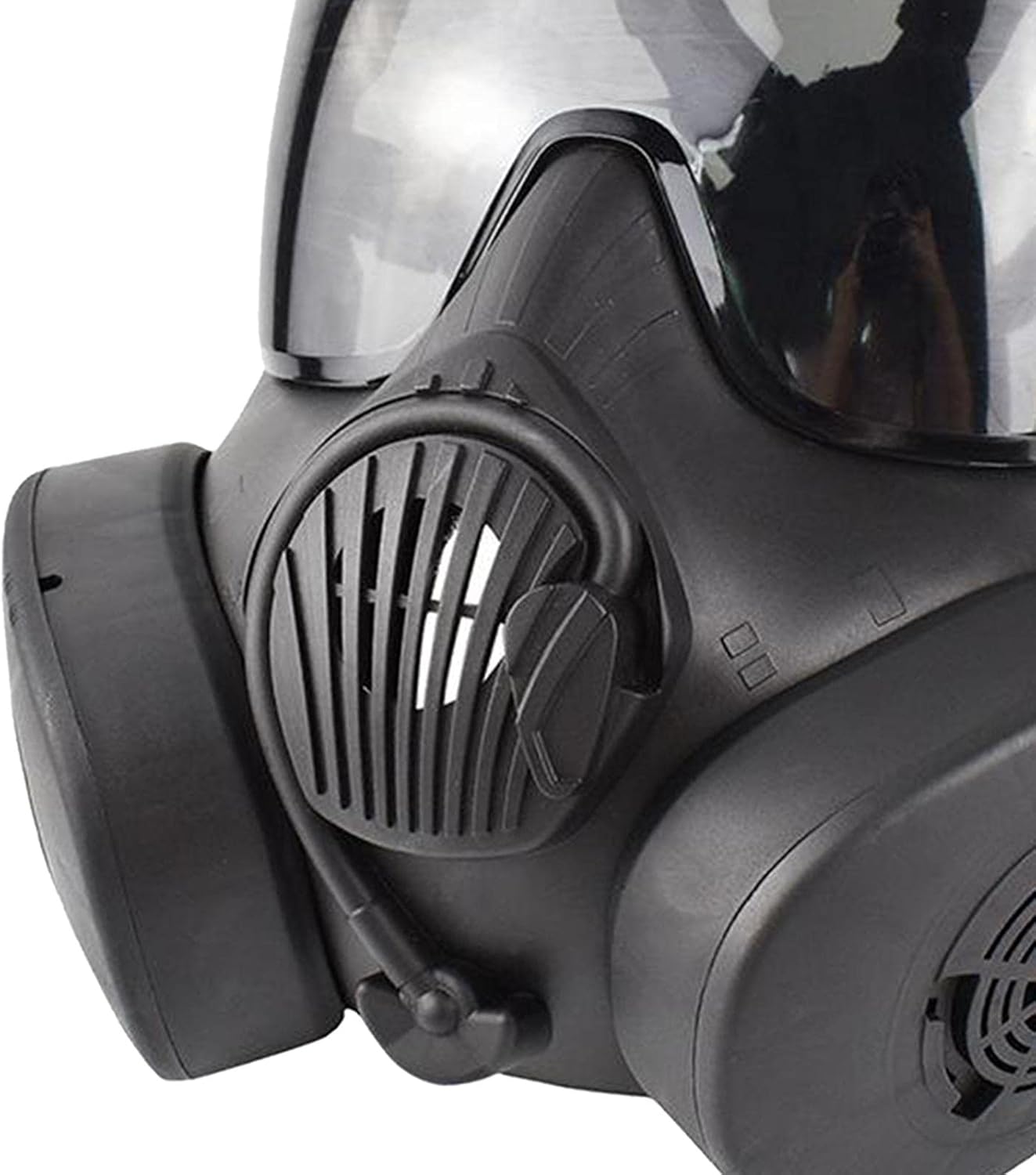 Full Face Airsoft Mask, Black/Gray Lens, 23x18cm (9.1x7.1 inch) - Tactical Paintball Protective Gear with Adjustable Strap