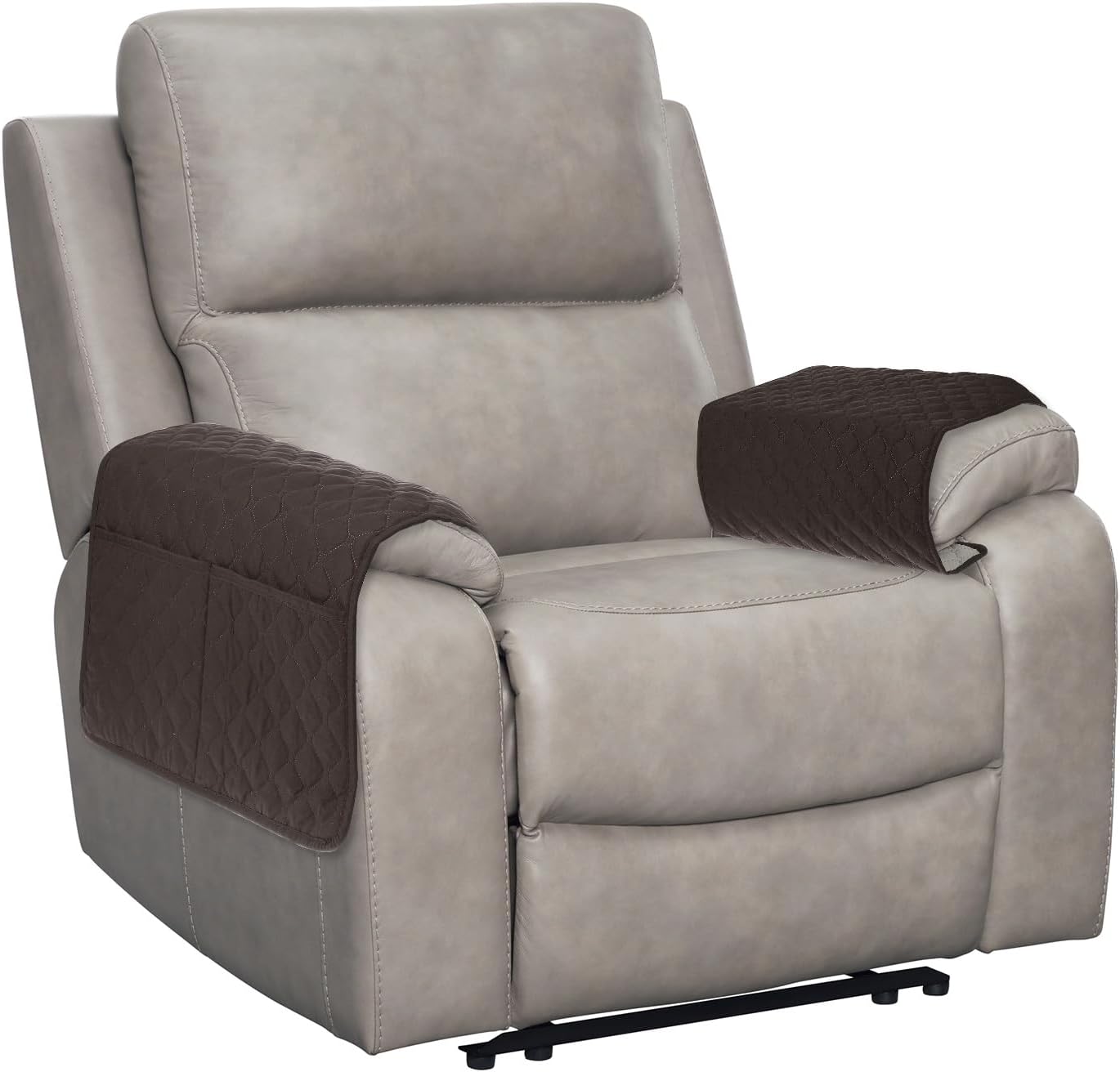uxcell 2 PCS Armrest Covers, Couch Arm Cover Furniture Protect Slide Recliner Chair Armchair Covers with Side Storage Pocket for Sofa Recliner, Coffee