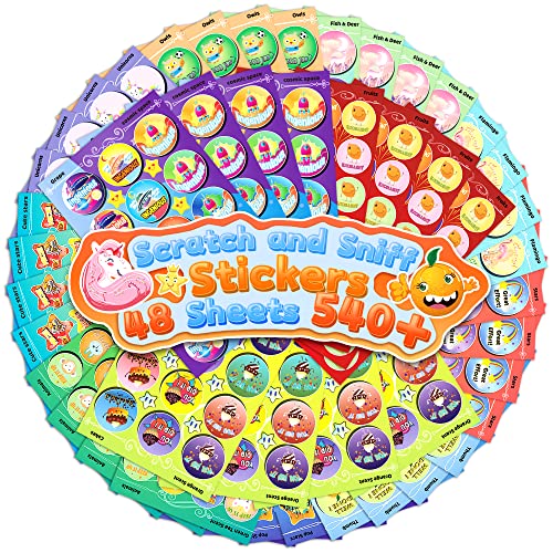 HORIECHALY Scratch and Sniff Stickers - 48 Sheet Smelly Stickers Gift for Christmas