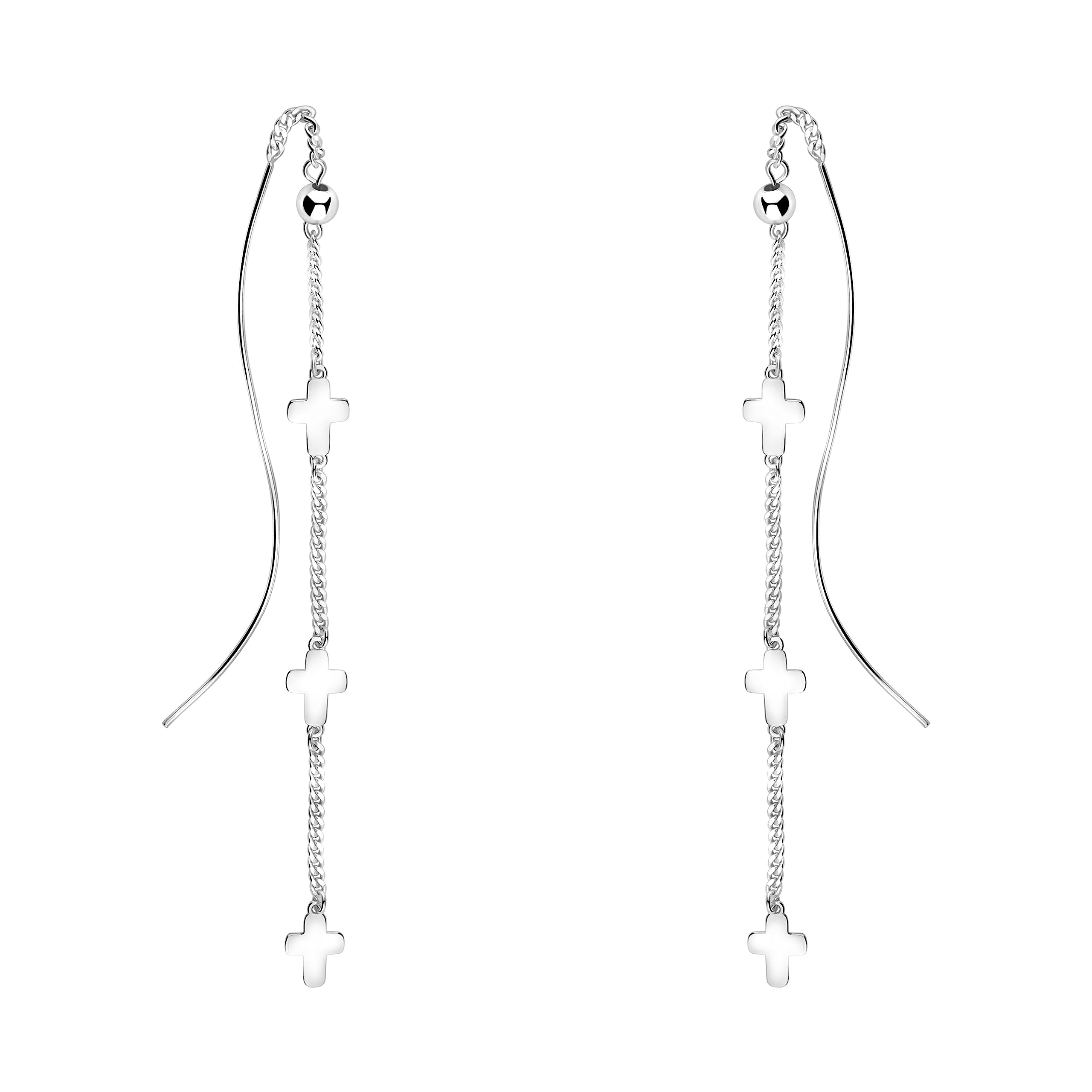SOFIA MILANI - Damen Ohrringe 925 Silber - Kreuz Kugel Kette Ohrhänger