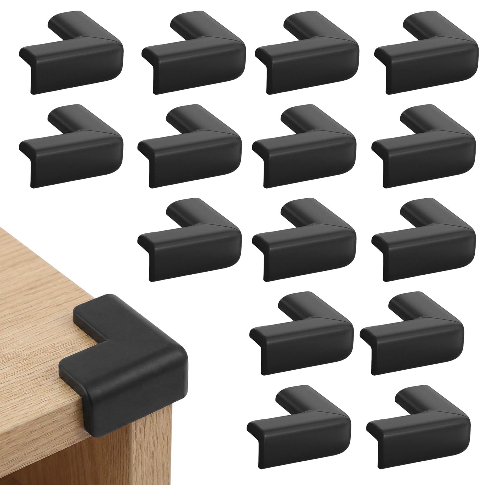 Baby Corner Protectors, Soft Edge Guards for Kids, Self-Adhesive Table Bumpers, Furniture Corner Protectors, Baby Safety Proofing for Desks and Tables, Durable and Safe, Black