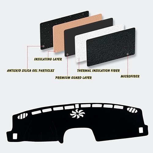 Miniatura 4 de Tapete antideslizante para tablero de instrumentos compatible con Ford Maverick 2022 2023 2024 Protector solar (borde negro)