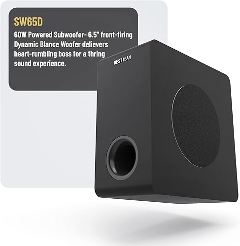 Miniatura 2 de Subwoofer con alimentación, Bestisan Subwoofer de audio para el hogar activo de 6.5" de 16,5 cm en diseño compacto para receptor, graves profundos